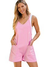 Load image into Gallery viewer, Pink Sleeveless Pocketed V Neck Jersey Romper | Bottoms/Jumpsuits & Rompers