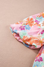 Load image into Gallery viewer, Pink Floral Puff Sleeve Square Neck Babydoll Blouse | Tops/Blouses & Shirts