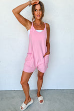 Load image into Gallery viewer, Pink Sleeveless Pocketed V Neck Jersey Romper | Bottoms/Jumpsuits & Rompers