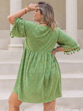 Load image into Gallery viewer, Plus Size Mini Dress | Tied Tassel Half Sleeve Dress