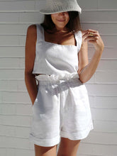 Load image into Gallery viewer, White Shorts Set | Square Neck Sleeveless Top Shorts Set