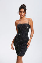 Load image into Gallery viewer, Black Square Neck Cami Dress with Rhinestones