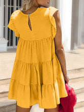 Load image into Gallery viewer, Womens Mini Dress-Ruched Round Neck Cap Sleeve Mini Dress | Dress