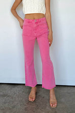 Load image into Gallery viewer, Pink Ankle-length Flare Leg Raw Hem Jeans | Bottoms/Jeans