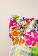 Load image into Gallery viewer, Multicolour Leopard Flutter Sleeve V Neck Crinkled Blouse | Tops/Blouses & Shirts