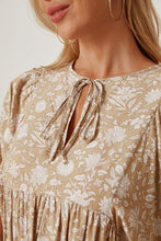 Load image into Gallery viewer, Babydoll Dress | Floral Tie Neck Ruched Dress