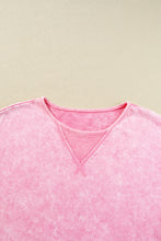Load image into Gallery viewer, Strawberry Pink Mineral Wash Exposed Seam Drop Shoulder Oversized Tee