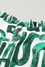 Load image into Gallery viewer, Puff Sleeve Top | Blackish Green Embroidered Frilled Printed Top