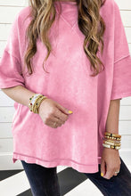 Load image into Gallery viewer, Strawberry Pink Mineral Wash Exposed Seam Drop Shoulder Oversized Tee