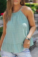 Load image into Gallery viewer, Green Lightweight Ruffle Hem Halter Tank Top | Tops/Tank Tops