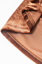 Load image into Gallery viewer, Coffee Collared V Neck Two Pockets Shift Velvet Dress
