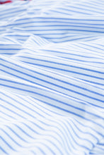 Load image into Gallery viewer, Puff Sleeve Dress | Sky Blue Stripe Contrast Floral Ruffle Dress