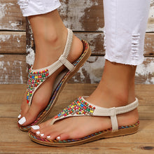 Load image into Gallery viewer, Beaded Leather Sandals | Flat Sandals