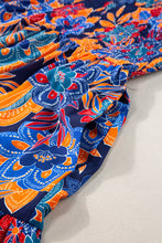 Load image into Gallery viewer, Dark Blue Boho Floral V Neck Ruffle Tiered Long Dress