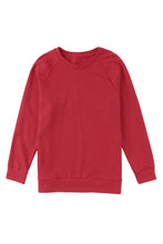 Load image into Gallery viewer, Fiery Red Solid Round Neck Raglan Sleeve Sweatshirt | Tops/Sweatshirts & Hoodies