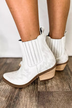 Load image into Gallery viewer, White Embroidered Leather Thick Heel Booties | Shoes & Bags/Boots