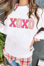 Load image into Gallery viewer, Pullover Sweatshirt | White XOXO Glitter Chenille Cable Knit