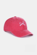 Load image into Gallery viewer, Pink Cotton Sports Hat | Bow Embroidered Washes Caps