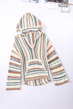 Load image into Gallery viewer, Multicolor Striped Knit Kangaroo Pocket Hooded Sweater | Tops/Sweaters & Cardigans
