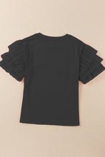 Load image into Gallery viewer, Ruffled Sleeve Top | Round Neck Short Sleeve Blouse