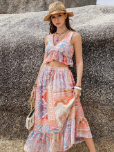 Load image into Gallery viewer, V-Neck Top and Midi Skirt Set