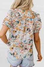 Load image into Gallery viewer, Multicolor Split V Neck Puff Sleeve Flower Print Blouse | Tops/Blouses & Shirts