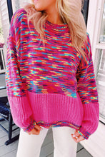 Load image into Gallery viewer, Bright Pink Rainbow Confetti Drop Shoulder Sweater