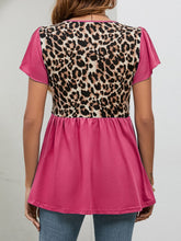 Load image into Gallery viewer, Babydoll Top | Leopard Round Neck Flutter Sleeve Blouse