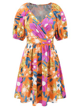 Load image into Gallery viewer, Printed Surplice Short Sleeve Dress | Dress
