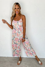 Load image into Gallery viewer, White Floral Spaghetti Straps Wide Leg Jumpsuit | Bottoms/Jumpsuits & Rompers