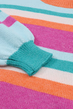 Load image into Gallery viewer, Multicolor Striped Knit Drop Shoulder Puff Sleeve Sweater | Tops/Sweaters & Cardigans