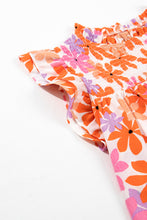 Load image into Gallery viewer, Orange Ruffled Sleeve Smocked Floral Top | Tops/Blouses & Shirts