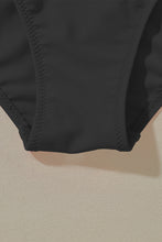 Load image into Gallery viewer, Black Deep V Neck Crossover Backless Ruched High Cut Monokini | Swimwear/One Piece Swimsuit