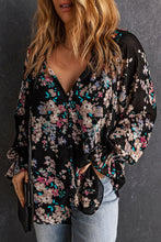 Load image into Gallery viewer, Black Wildflower Print Chiffon Blouse | Tops/Blouses & Shirts