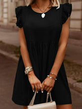 Load image into Gallery viewer, Womens Denim Dress | Full Size Ruffled Round Neck Cap Sleeve Denim Dress | Dress