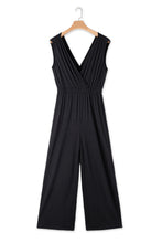 Load image into Gallery viewer, Black Deep V Pleated Crisscross Wide Leg Backless Jumpsuit | Bottoms/Jumpsuits & Rompers