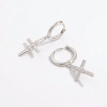 Load image into Gallery viewer, 925 Sterling Silver Zircon Cross Earrings | earrings