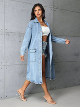 Load image into Gallery viewer, Denim Shacket Dress Pockets Buttons