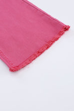 Load image into Gallery viewer, Pink Ankle-length Flare Leg Raw Hem Jeans | Bottoms/Jeans