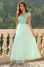 Load image into Gallery viewer, Formal Gown | Sequin V-Neck Mesh Maxi Dress