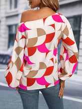 Load image into Gallery viewer, Womens Blouse-Printed One Shoulder Balloon Sleeve Blouse | Tops/Blouses & Shirts