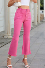 Load image into Gallery viewer, Pink Ankle-length Flare Leg Raw Hem Jeans | Bottoms/Jeans