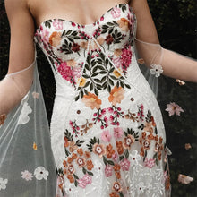 Load image into Gallery viewer, Colorful Flowers Embroidery Lace Wedding Dress