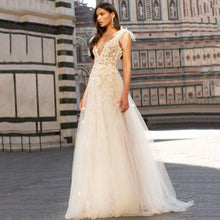 Load image into Gallery viewer, Beach Wedding Dress-Lace A Line Side Split Beach Wedding Gown | Wedding Dresses