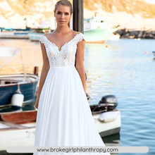 Load image into Gallery viewer, Beach Wedding Dress-Bohemian Lace Chiffon Wedding Gown | Wedding Dresses