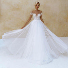 Load image into Gallery viewer, Short Sleeve Wedding Dress-Bohemian A-Line Beach Wedding Dress | Wedding Dresses