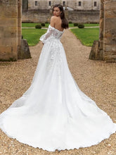 Load image into Gallery viewer, Bohemian Beach Wedding Dress-Strapless Cap Sleeves Bridal Gown | Wedding Dresses