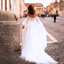 Load image into Gallery viewer, Bohemian Wedding Dress-Puff Lace Sleeves Bridal Gown | Wedding Dresses