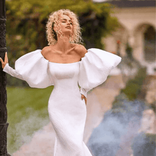 Load image into Gallery viewer, Mermaid Long Sleeve Wedding Dress-Exquisite Square Collar Dress | Wedding Dresses