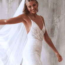 Load image into Gallery viewer, Mermaid Wedding Dress | Sexy V Neck Sequined Bridal Gown | Wedding Dresses
